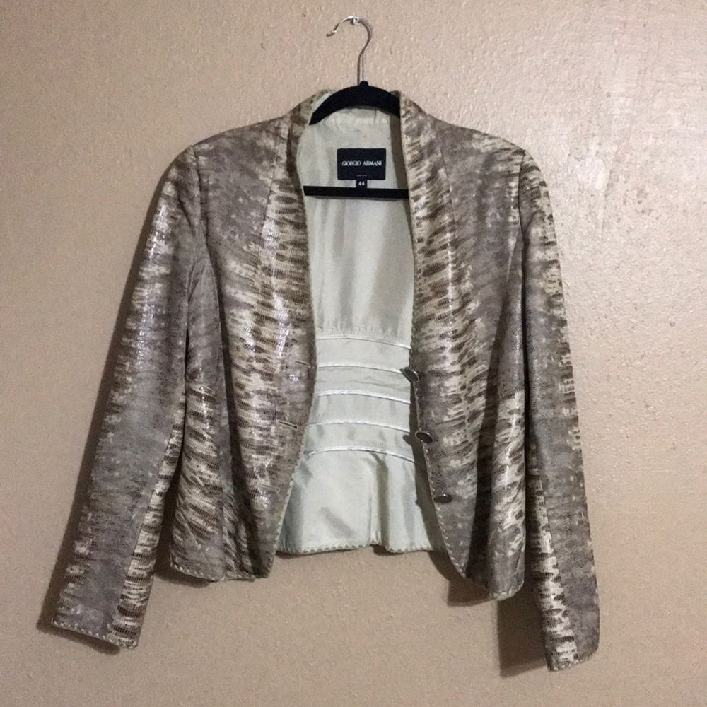 Giorgio Armani - Snake-print Leather Jacket/Blazer
